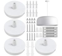 Lot de 4 lampes à baldaquin, auvent de plafond en métal blanc 80 mm, kit de suspension pour lampe à baldaquin, boîte de jonction en métal pour connexion de plafonnier, accessoires d'éclairage