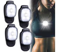 Lot de 4 lampes à clip LED : 3 modes d'extérieur LED à clip Mini lampe frontale, lampe de nuit, rechargeable par USB, lampe de course, équipement de sécurité, accessoire de course pour le jogging, le