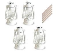 Lot de 4 lampes à huile rétro - Avec mèche, utilisable sans électricité - Résistant aux intempéries et élégant - 35,5 cm de haut - Noir ou blanc - Décoration & éclairage d'urgence pour jardin, camping