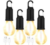 Lot de 4 lampes de camping : lampe de camping rechargeable, lampe de tente, lanterne de camping LED, projecteur de recherche rechargeable avec crochet, lanterne de camping LED étanche, lampe de tente