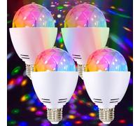 Lot de 4 lampes de fête LED E27 3 W RVB LED boule disco rotative à 360° Lampe disco LED pour douille E27 Ampoule de décoration de fête pour fête de mariage, fête d'anniversaire, Halloween, Noël