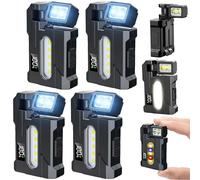 Lot de 4 lampes de poche G5 EDC 1200 lumens, super lumineuses à 7 modes, mini lampes de poche plates G5 EDC rechargeables, portables, petites lumières LED avec clip, torches magnétiques rotatives pour