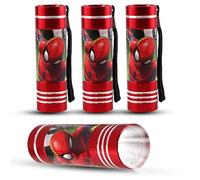 Lot de 4 lampes de poche LED Spiderman étanches pour enfants - 9 LED ultra lumineuses avec poignée antidérapante, torche légère en aluminium pour l'extérieur et les loisirs pour garçons