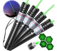 Lot de 4 lampes de poche LETEAPII vertes à longue portée, rechargeables par USB, avec capuchon en étoile réglable pour écrans TV/LED/LCD, présentations, astronomie, camping, randonnée et extérieur