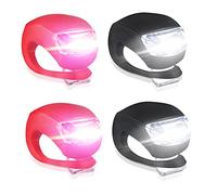 Lot de 4 lampes de poussette en silicone : lampes LED étanches en silicone, lumière de poussette avec LED claire et 3 fonctions d'éclairage, lumière LED pour poussette, extérieur, coureur