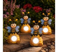 Lot De 4 Lampes De Sentier Solaire LED Abeille Jardin Extérieur Jaune IP44