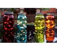 Lot de 4 lampes de table LED Mason Jar Light Party Window Bench Decoration