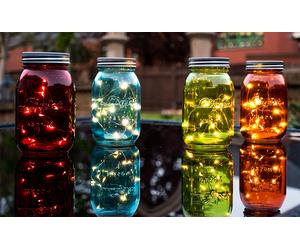 Lot de 4 lampes de table LED Mason Jar Light Party Window Bench Decoration
