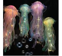 Lot de 4 lampes en forme de méduse créatives à LED, lustre fantaisie en forme de méduse, lampe à suspendre brillante, décoration