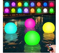 Lot De 4 Lampes Flottantes Pour Piscine Avec Télécommande,16 Sphères Lumineuses RGB À Couleurs Changeantes,Étanches IP67,