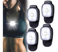 Lot de 4 lampes frontales LED à clip pour l'extérieur - Rechargeable par USB - Lampe de nuit LED - Petite lampe de poche avec 3 modes - Lumière de sécurité pour randonnée, camping, course, jogging,