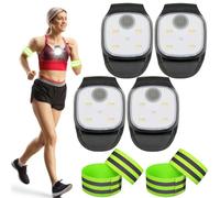 Lot de 4 lampes LED à clip - Avec 2 paires de bracelets réfléchissants - Rechargeable par USB - 4 modes d'éclairage - Étanche - Pour jogging, randonnée, sac à dos, camping
