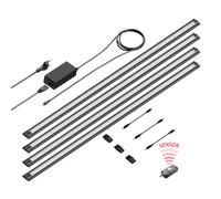 Lot de 4 lampes LED d'agencement SIRIS noires mates avec détecteur de mouvement