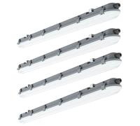 Lot de 4 plafonniers LED longueur 120cm 4000 Kelvin, 4320 lumens Lumière humide et humide pour garage, sous-sol, atelier, hall, entrepôt, bureau, industrie