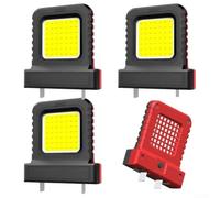 Lot de 4 lampes LED de travail sans fil, projecteur portable haute luminosité avec dissipation de la chaleur pour réparation et bricolage, ensemble multicolore (rouge)