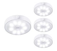Lot De 4 Lampes Led D'intérieur À Détecteur De Mouvement,rechargeable Par Usb,9 Led,6000 K,intensité Variable,à Coller Sous Une Armoire, Chambre À Coucher, Cuisine (Blanc Froid)