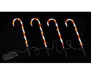 Lot de 4 lampes LED en forme de sucre d'orge, décoration de Noël, Décoration d'extérieur / de jardin Bloc d'alimentation