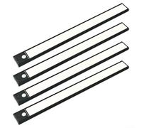 Lot de 4 lampes LED ultra fines avec détecteur de mouvement - 20 cm - Magnétique, sans fil, 3 modes, pour cuisines, armoires, armoires et escaliers (noir)