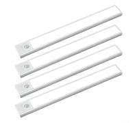 Lot de 4 lampes LED ultra fines avec détecteur de mouvement - Magnétique, sans fil, 3 modes, pour cuisines, armoires, armoires et escaliers (blanc)