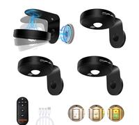 Lot de 4 lampes murales, sans fil, rechargeables, 2000 mAh, avec intensité variable et 3 CCT, avec télécommande, éclairage artistique pour peinture, comptoir, étagère, noir