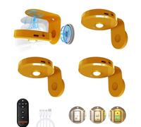 Lot de 4 lampes murales, sans fil, rechargeables, 2000 mAh, avec intensité variable et 3 CCT, avec télécommande, éclairage artistique pour peinture, comptoir, étagère, doré