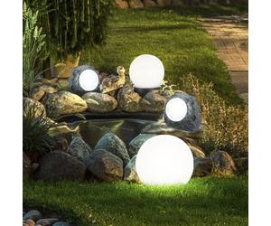 Lot de 4 lampes solaires à LED Boule Lampes de jardin Chemin Pierre Design Deko Projecteurs Terrasse