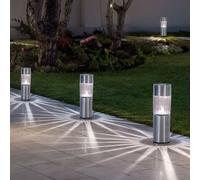 Lot de 4 lampes solaires à LED en acier inoxydable, à brancher sur un piquet, pour l'éclairage extérieur.