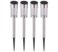 Lot de 4 lampes solaires à LED en acier inoxydable Projecteurs de jardin Éclairage extérieur Piquet de terre Lampes de terrasse