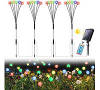 lot de 4 lampes solaires de jardin Lucioles avec 6 LED, Lampes solaires pour l'extérieur 8 modes dimmable IP65, Décoration pour jardin cour balcon, Coloré