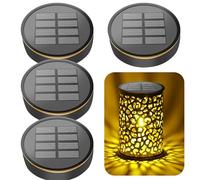 Lot de 4 lampes solaires de rechange, 8 cm, panneau solaire de rechange, avec LED blanc chaud/multicolore, étanche, lumière solaire, pièces de rechange pour lampe de jardin extérieur, lanterne