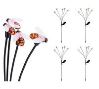 Lot de 4 lampes solaires d'extérieur - 70 cm - 5 LED abeilles - En plastique - Pour jardin - Lampe d'extérieur - Lampe de jardin - Lampes solaires - Lampe de chemin - Décoration de jardin à brancher