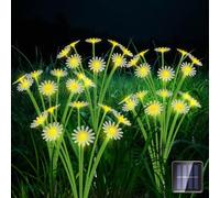 Lot de 4 lampes solaires d'extérieur en forme de marguerite avec piquet, lumières solaires pour allée, fleurs de mamans, lampes de jardin étanches, 8 modes pour Noël, été, cour, terrasse