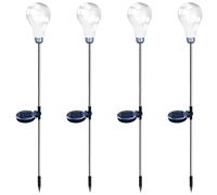 Lot de 4 lampes solaires en forme de fleur certifiées FCC et CE, 2,5 W avec globe lumineux solaire, 16 LED, lumière chaude, étanche, décoration de jardin pour extérieur