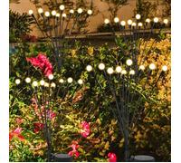 Lot de 4 lampes solaires jardin 10 LED Blanc chaud IP65 - effet lucioles, à planter