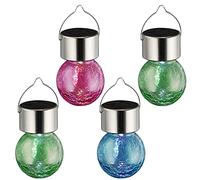 Lot de 4 lampes solaires LED « Crackle » à suspendre Multicolore Décoration de jardin