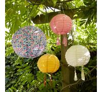Lot de 4 Lampions Solaires à Pampilles et un Lampion Solaire