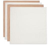 Jollein Lot de 4 langes en mousseline pour bébé - Biscuit/Ivoire - 70 x 70 cm - 100% coton - Lingettes pour bébé - Certifiées Oeko-Tex