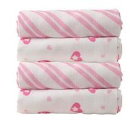 Lot de 4 langes en mousseline de bambou bio Cuski - Mini Swandoodles - 4 Girls - Jolie Heart