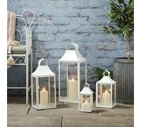 Lot de 4 Lanternes de Jardin Albury Blanches avec Bougies TruGlow®
