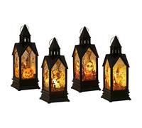 Lot de 4 lanternes décoratives d'Halloween - Lanternes LED sans flamme - Citrouille - Lanterne d'Halloween - Décoration de jardin - Photophore suspendu pour l'intérieur et l'extérieur - Jardins
