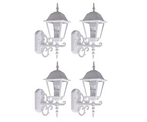 Lot de 4 lanternes maison appliques murales verre blanc style antique projecteurs de jardin aluminium lumières noires