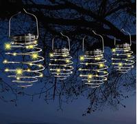 Lot de 4 lanternes solaires en spirale, lampes solaires de jardin décoratives à suspendre, lumières G-Arden étanches à énergie solaire pour jardin, terrasse, porche
