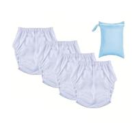 Lot de 4 Lavable Couvre Couche Adulte pour Incontinence,Pantalons en Plastique Pantalon Incontinence Culotte-Couche Imperméable Réutilisable pour Adulte(White,Small)