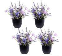 Lot de 4 lavandes artificielles décoratives en pot, pas besoin d'arrosage ou de lumière du soleil, pour améliorer les espaces intérieurs et extérieurs (NO.B)