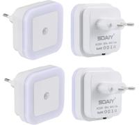 Lot De 4 Led Veilleuse Avec Détecteur De Mouvement Capteur Crépusculaire Auto/Prise On/Off Économie D'énergie Lumière Capteur Pir Lampe D'orientation Blanc Froid Escalier\U2026