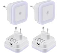 Lot De 4 Led Veilleuse Avec Détecteur De Mouvement Capteur Crépusculaire Auto/Prise On/Off Économie D'énergie Lumière Capteur Pir Lampe D'orientation Blanc Chaud Escalier¿