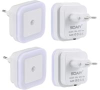 Lot De 4 Led Veilleuse Avec Détecteur De Mouvement Capteur Crépusculaire Auto/Prise On/Off Économie D'énergie Lumière Capteur Pir Lampe D'orientation Blanc Froid Escalier\U2026