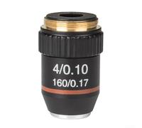 Lot de 4 lentilles d'objectifs achromatiques à grossissement élevé 195 mm 4 x 40 x 100 x pour microscope composé RMS Filetage 20,2 mm Outil de recherche en biologie