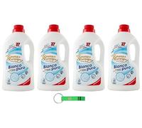 Lot de 4 lessives Spuma Di Sciampagna Bianco Puro - Lessive liquide hygiénique avec formule concentrée et lutte efficace contre les taches - 27 lavages 1215 ml + porte-clés Beni Culinari
