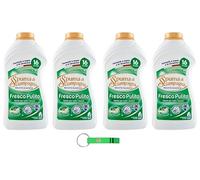 Lot de 4 lessives Spuma Di Sciampagna Fresco Pulito - Lessive liquide classique avec formule concentrée idéale pour tous les tissus 16 lavages 800 ml + porte-clés Beni Culinari